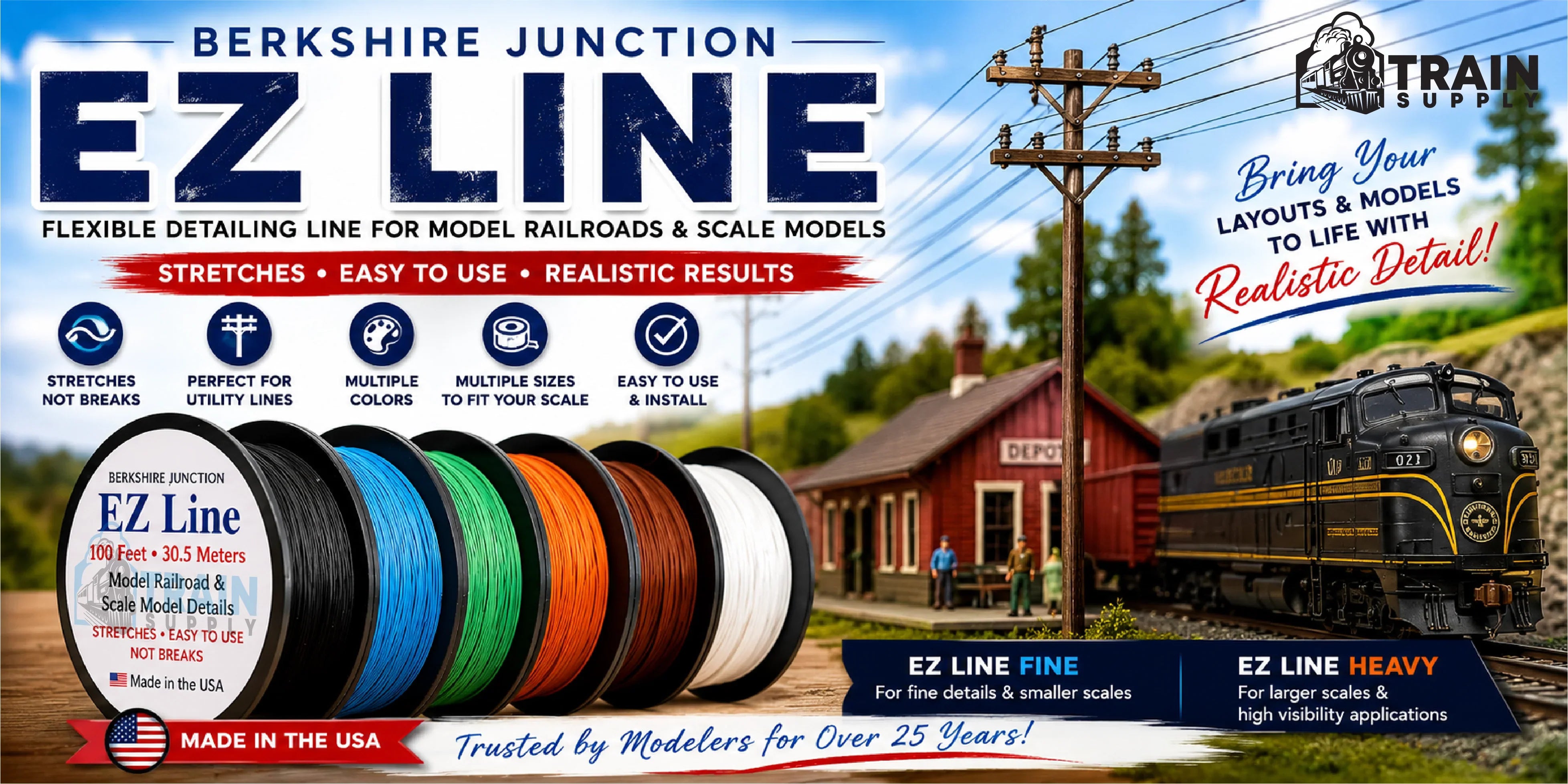 Berkshire Junction EZ Line Elastic Rigging | Train Supply