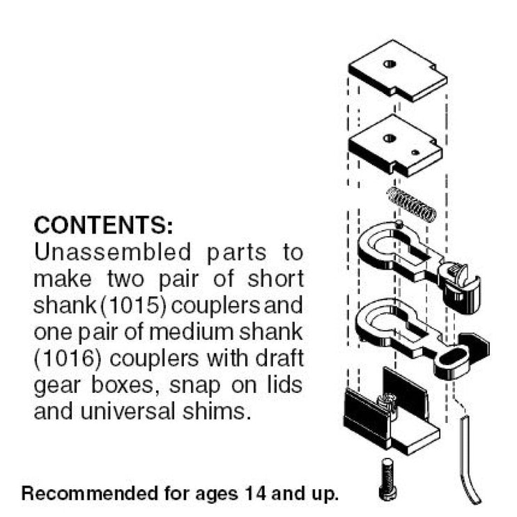 Micro Trains N Scale Unassembled RDA Body Mount Couplers 1015/1016