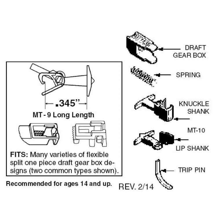 Micro Trains N Scale MT-9 Long 'T' Shank Couplers with Adaptors Coupler Conversion Kit 1130