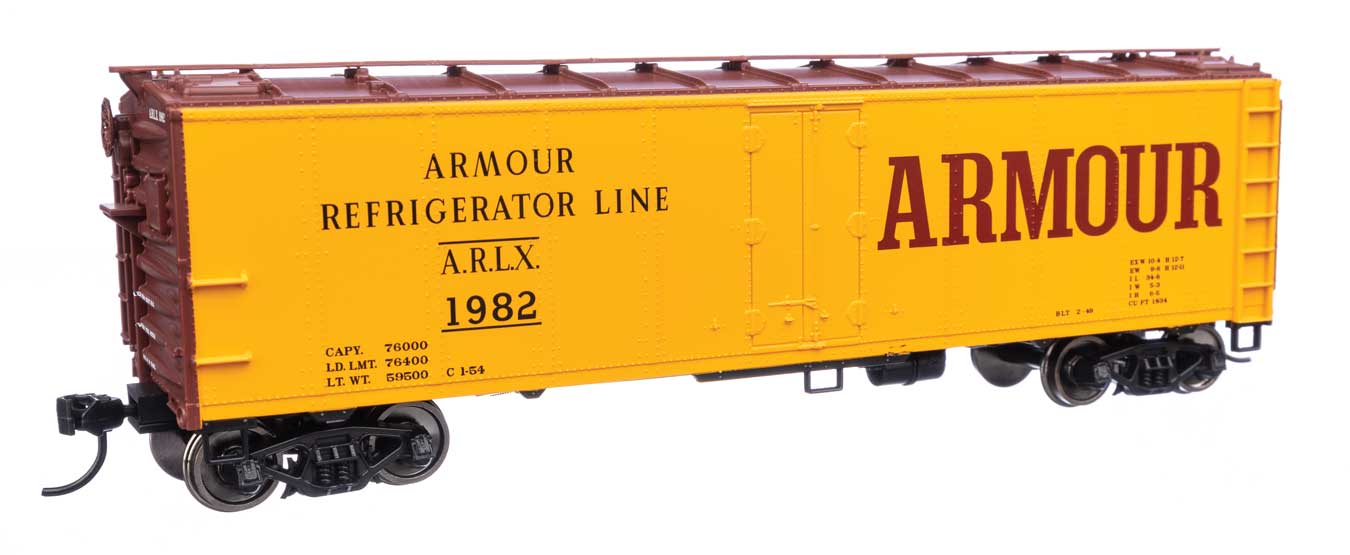 Walthers Mainline HO Scale Armour Refrigerator Line ARLX #1982 40' Steel Reefer with Dreadnaught Ends