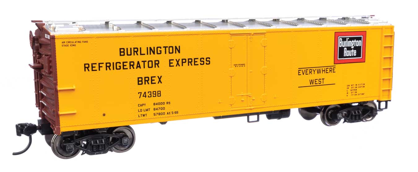 Walthers Mainline HO Scale Burlington Refrigerator Express BREX #74398 40' Steel Reefer with Dreadnaught Ends