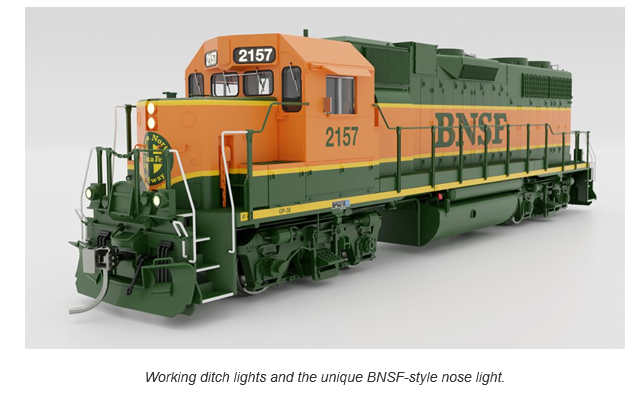 Rapido 38035 HO EMD GP38 Low Nose - Standard DC -- Burlington Northern Santa Fe #2169 (H1, green, orange)