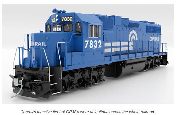 Rapido 38526 HO EMD GP38 Low Nose - Sound and DCC -- Conrail #7846 (blue, white)