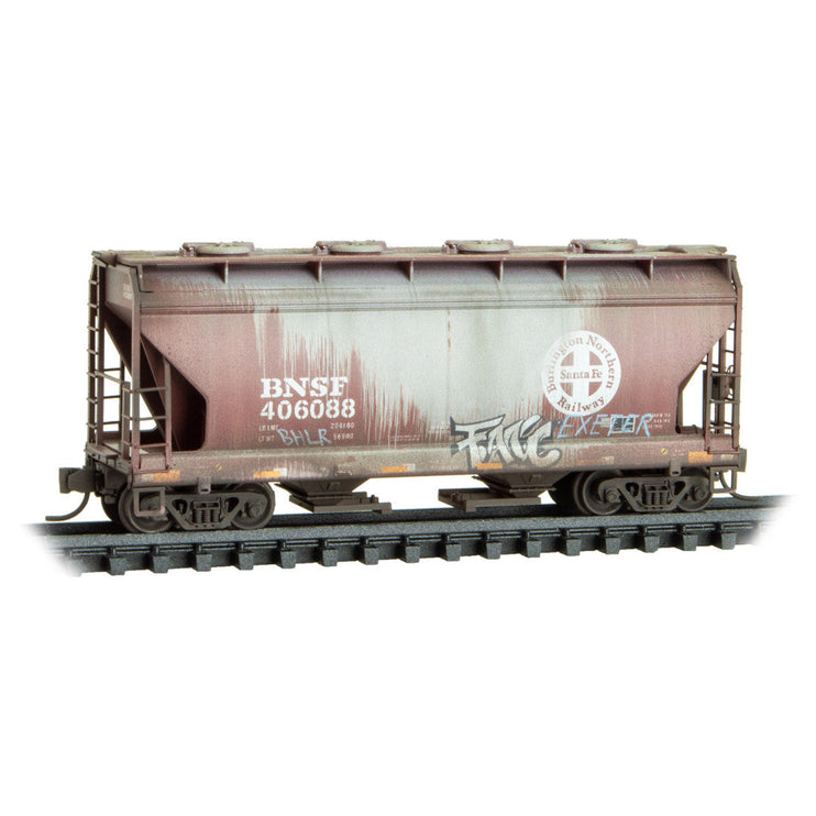 Micro Trains N Scale BNSF Covered Hopper Weathered 3-Pack RD# BNSF 406020, 406088, 406225