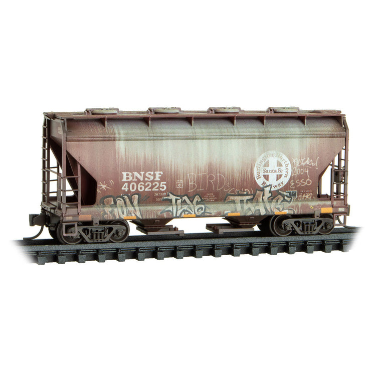 Micro Trains N Scale BNSF Covered Hopper Weathered 3-Pack RD# BNSF 406020, 406088, 406225