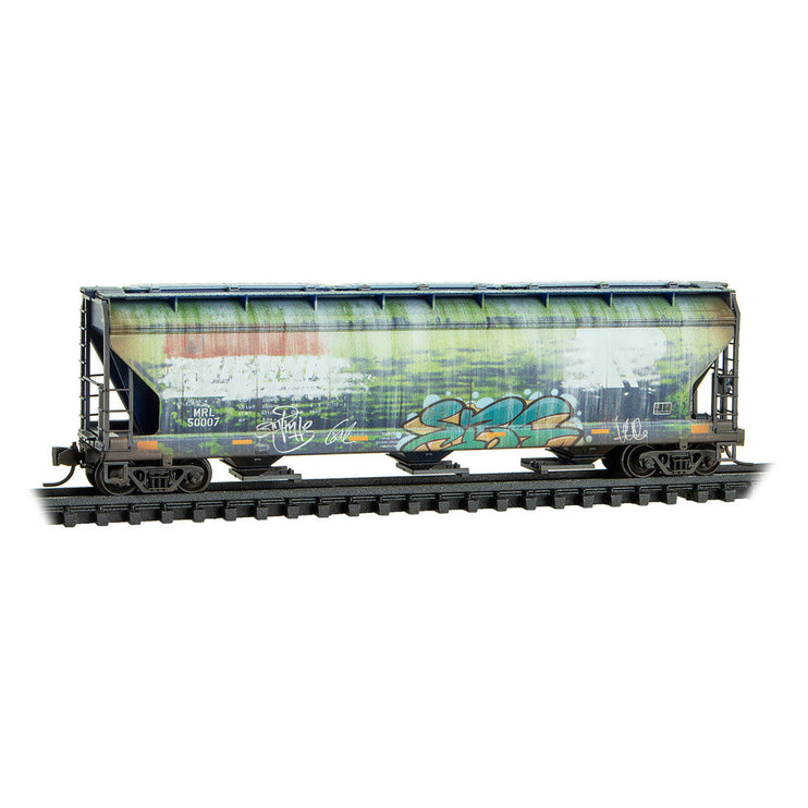 Micro Trains N Scale Montana Rail Link Weathered 3-Bay Covered Hopper w/ Elongated Hatches 3-Pack JEWEL Case RD# MRL 50002, 50007, 50024