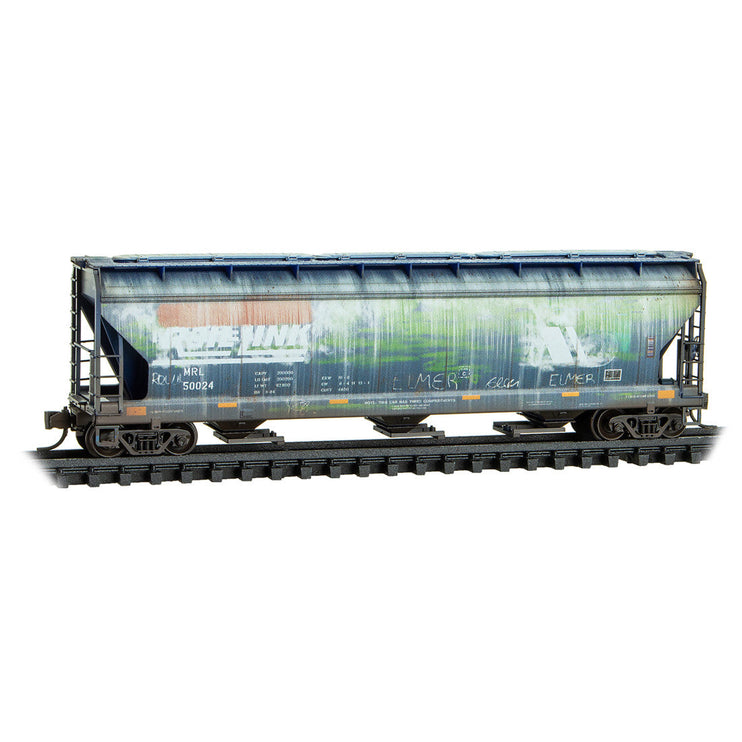 Micro Trains N Scale Montana Rail Link Weathered 3-Bay Covered Hopper w/ Elongated Hatches 3-Pack JEWEL Case RD# MRL 50002, 50007, 50024