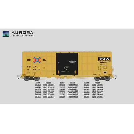 Aurora Miniatures HO Scale Gunderson / Greenbrier 6276 cf 50′ Plate F Boxcar - FBOX (2004 ver.) 504801