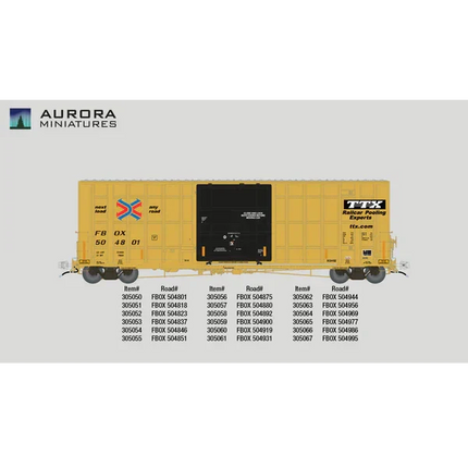 Aurora Miniatures HO Scale Gunderson / Greenbrier 6276 cf 50′ Plate F Boxcar - FBOX (2004 ver.) 504818