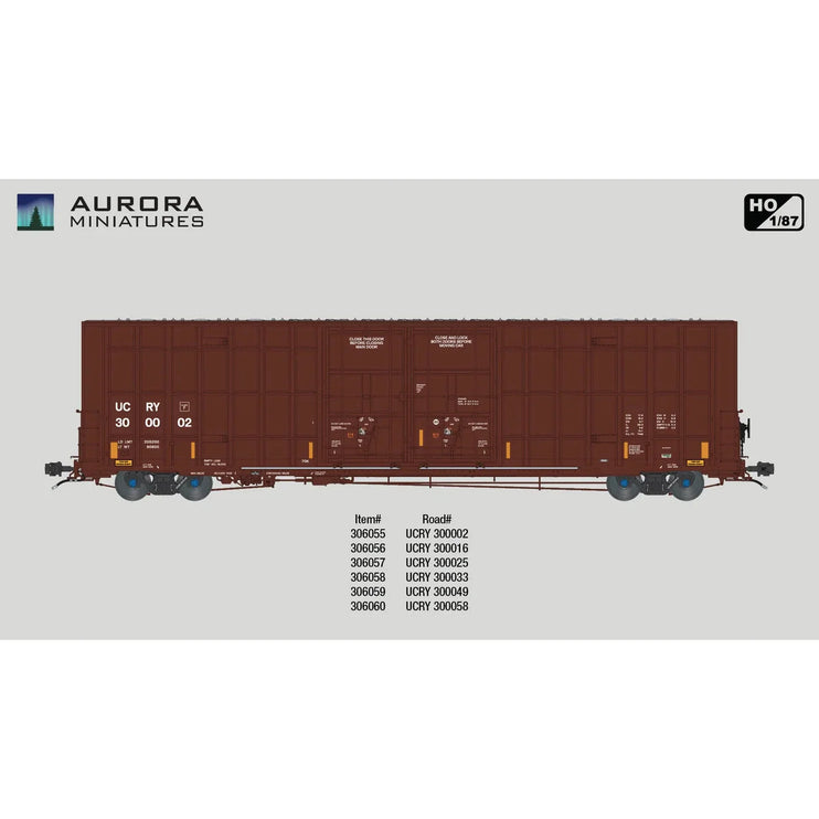 Aurora Miniatures HO Scale UCRY Greenbrier 7550 cf 60' Plate F Boxcar 1st Run 300002