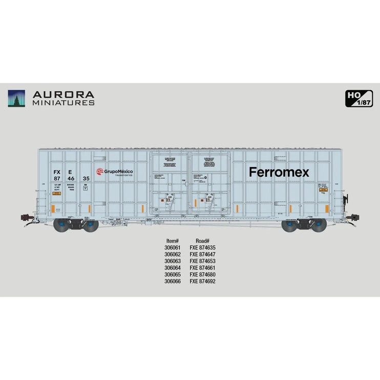 Aurora Miniatures HO Scale FXE Ferromemx Greenbrier 7550 cf 60' Plate F Boxcar 1st Run 874635