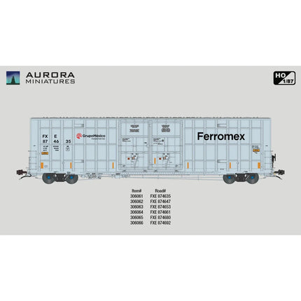 Aurora Miniatures HO Scale FXE Ferromex Greenbrier 7550 cf 60' Plate F Boxcar 1st Run 874653