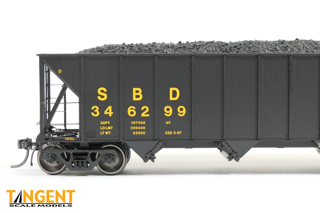 Tangent HO Scale SBD / CSXT Black Repaint 1987+ Bethlehem Steel 3350 CuFt Quad Coal Hopper 