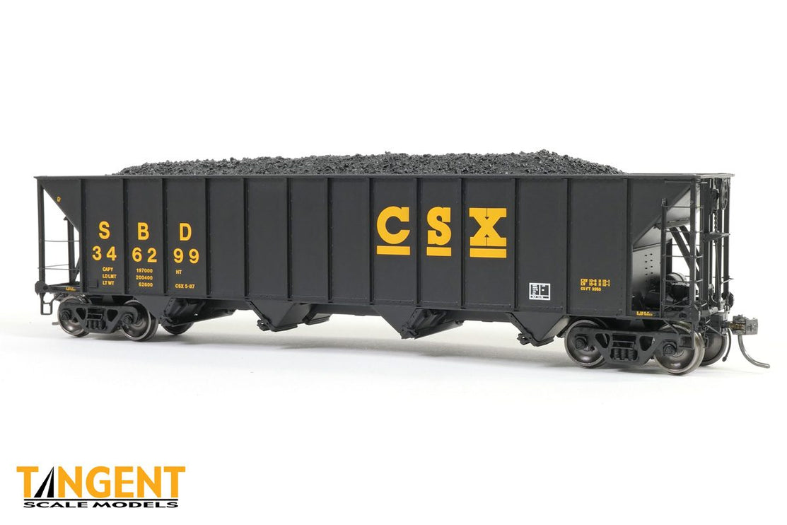 Tangent HO Scale SBD / CSXT Black Repaint 1987+ Bethlehem Steel 3350 CuFt Quad Coal Hopper 