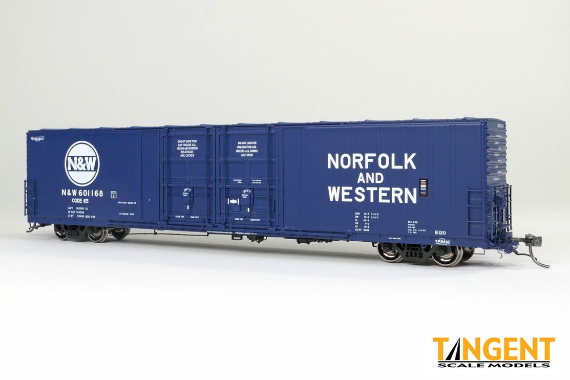 Tangent HO Scale Norfolk & Western (NW) “Original Blue 4-1969” Thrall 5,880CuFt 60′ Double Plug Door Box Car