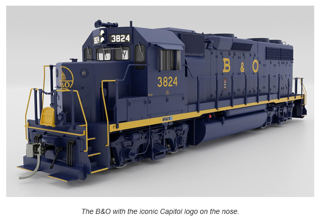 Rapido 38505 HO EMD GP38 Low Nose - Sound and DCC -- Baltimore & Ohio #3801 (blue, yellow)