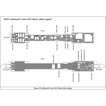 ESU 58751 LokSound 5 Micro Direct DCC Sound Decoder N Drop-in Board for Pre-2016 Atlas Narrow Hood type N Scale