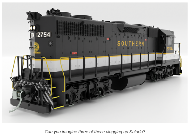 Rapido 38013 HO EMD GP38 High Nose - Standard DC -- Southern Railway #2754 (Tuxedo, black, white, gold)