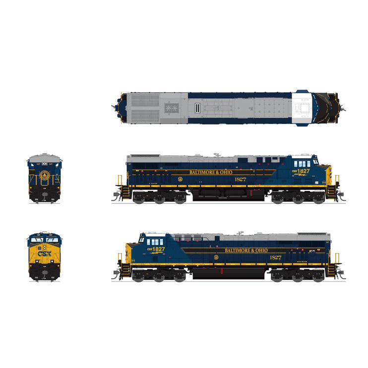 Broadway Limited HO Scale CSX 1827 Baltimore & Ohio Heritage ES44AC GEVO Locomotive DCC/Sound Pargon 4