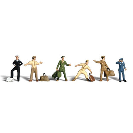 Uniformed Travelers - HO Scale - A set of different men in uniform