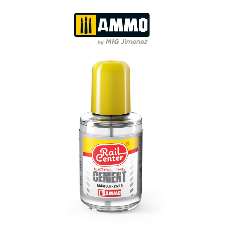 Ammo Mig Rail Center Extra Thin Cement (30ml Jar With Brush Applicator)