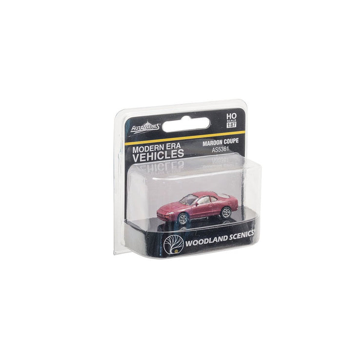 Woodland Scenics HO Scale Maroon Coupe Modern Era Vehicles