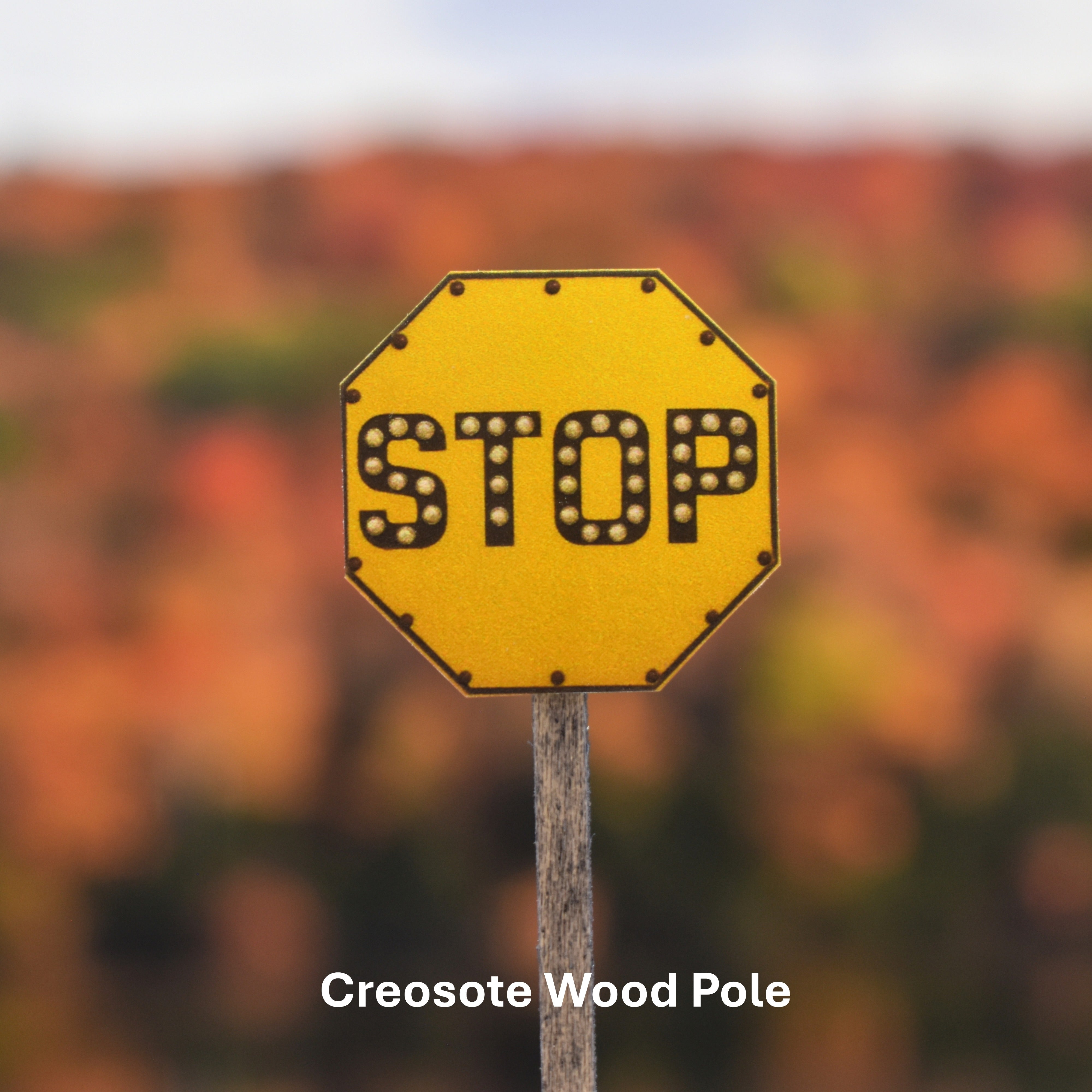 Scale Stop Sign HO Scale - Yellow Stop Sign w/ Rivets and Cats Eyes - 2 Pack – Train Supply