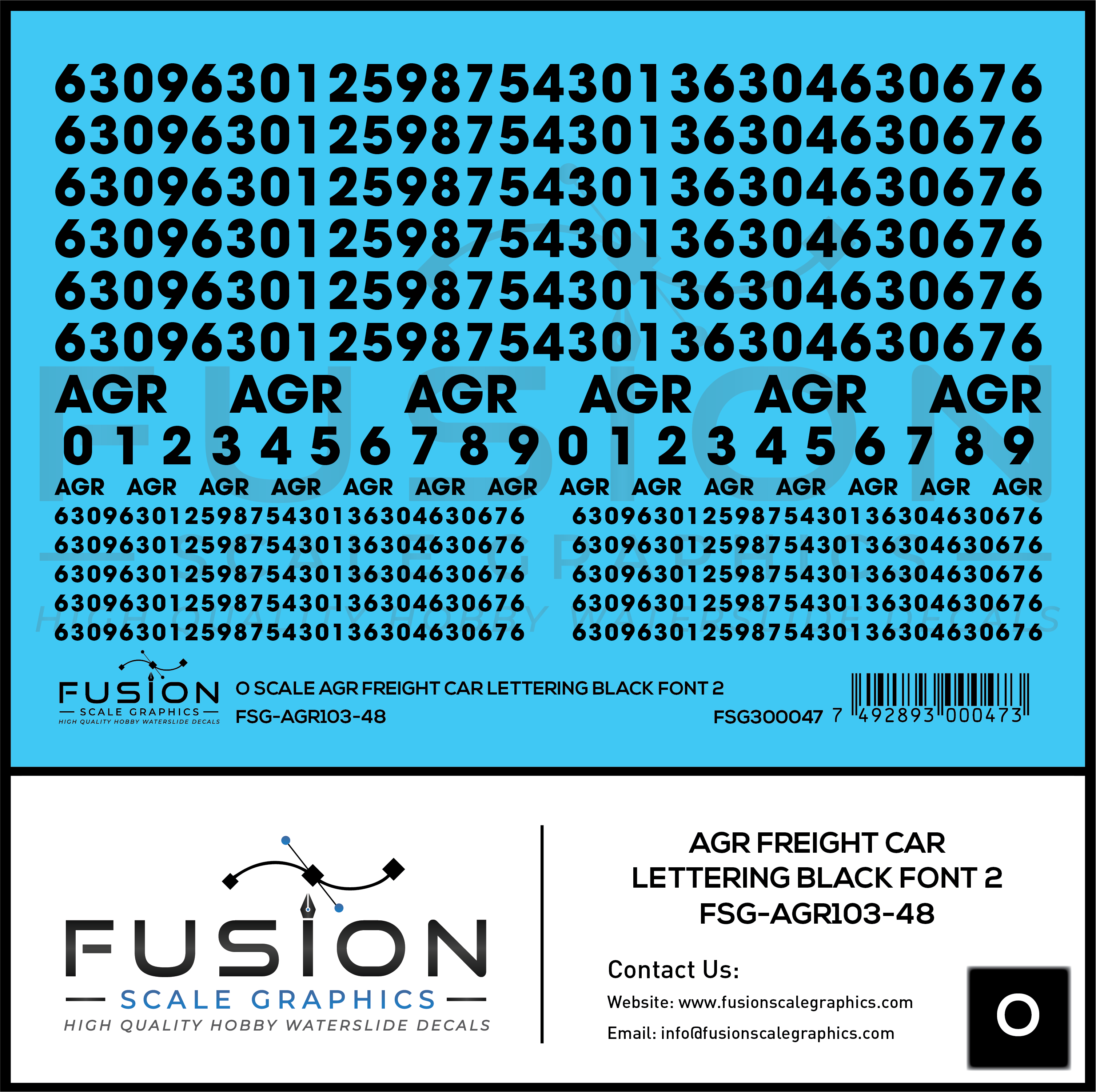 Train Freight Car Lettering O Scale AGR Black Freight Car Lettering Decal Set Font 2 – Train Supply