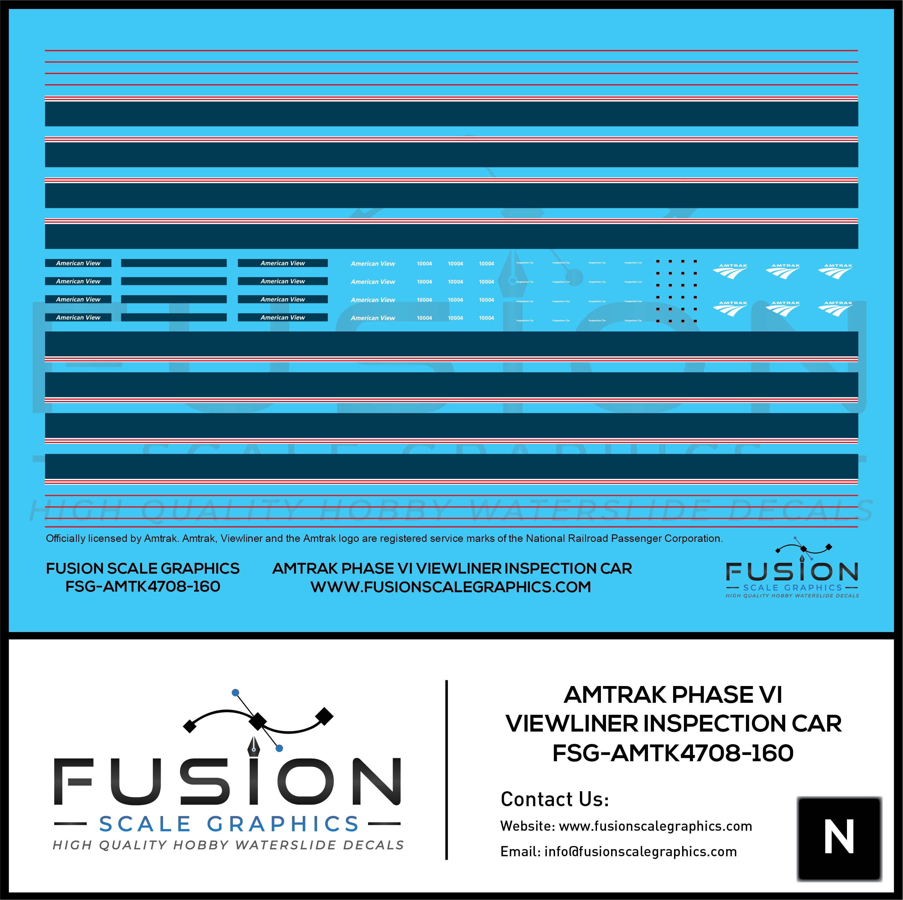 Visual Inspection Rin Decals N Scale Amtrak Phase VI Viewliner Inspection Car Decal Set – Train Supply