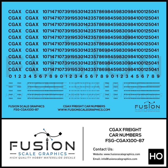 HO Scale CGAX Freight Car Numbering Decal Set – Train Supply