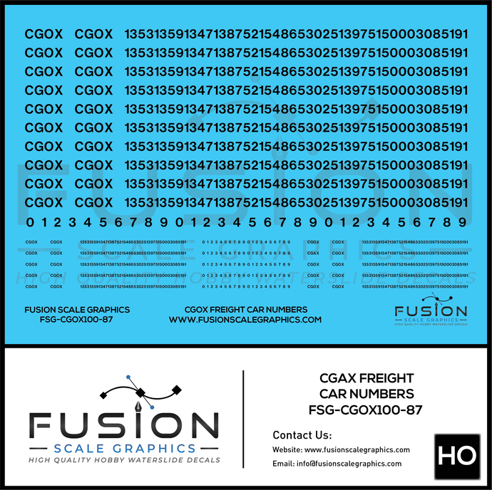 HO Scale CGOX Freight Car Numbering Decal Set – Train Supply