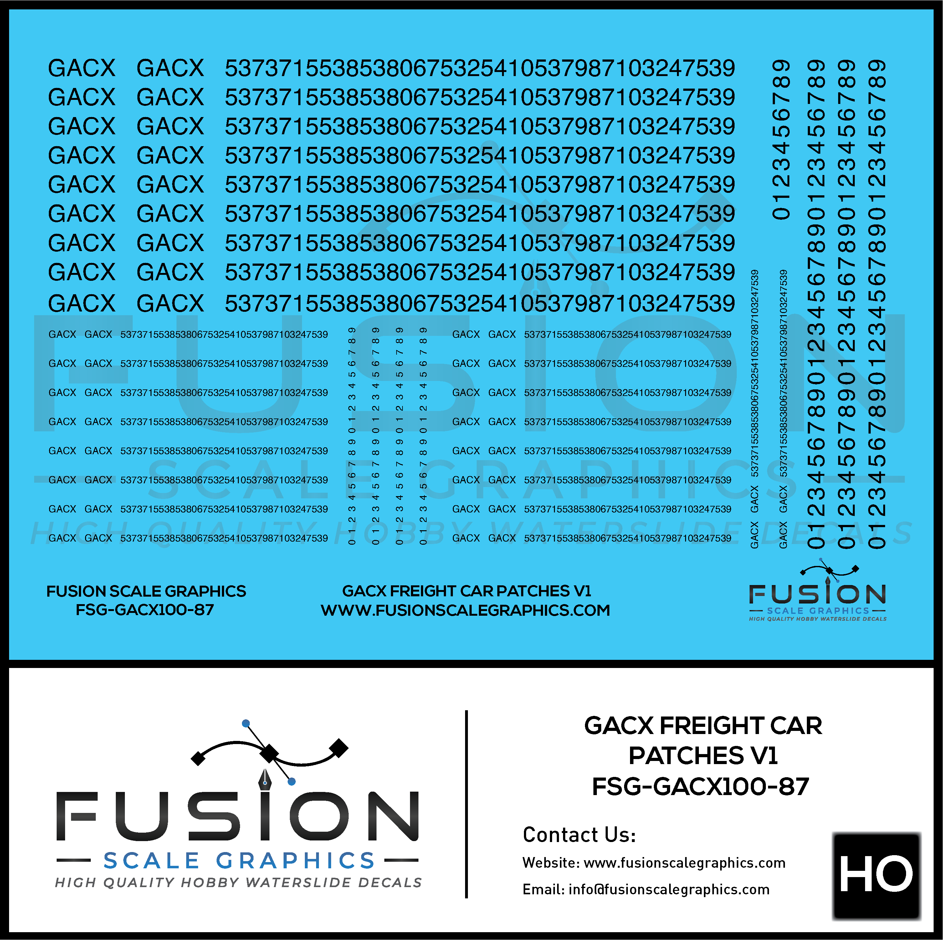 Train Freight Car Lettering HO Scale GACX Freight Car Lettering Decal Set Font 1 – Train Supply