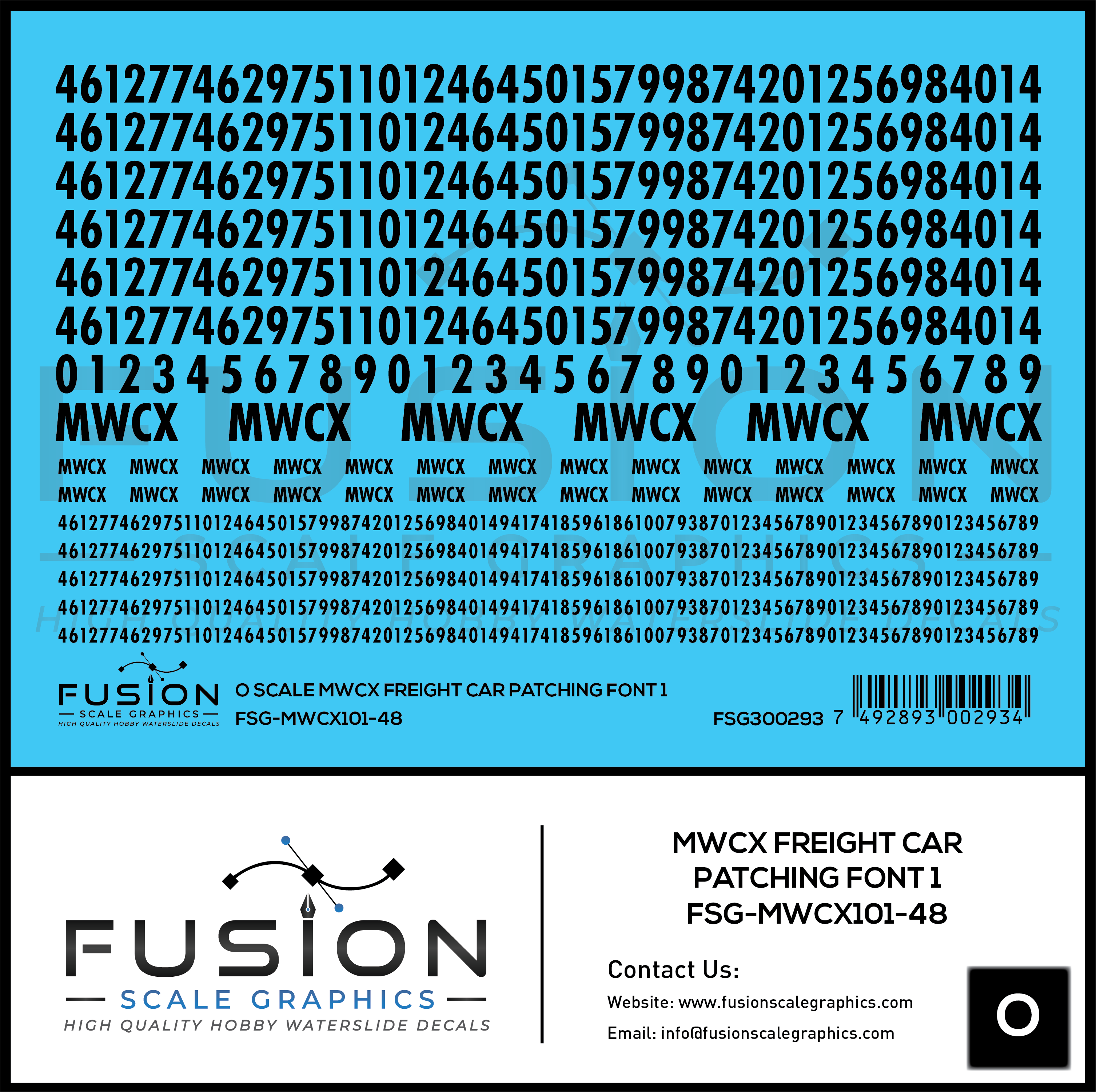 Train Freight Car Lettering O Scale MWCX Freight Car Patching Font 1 Decal Set – Train Supply