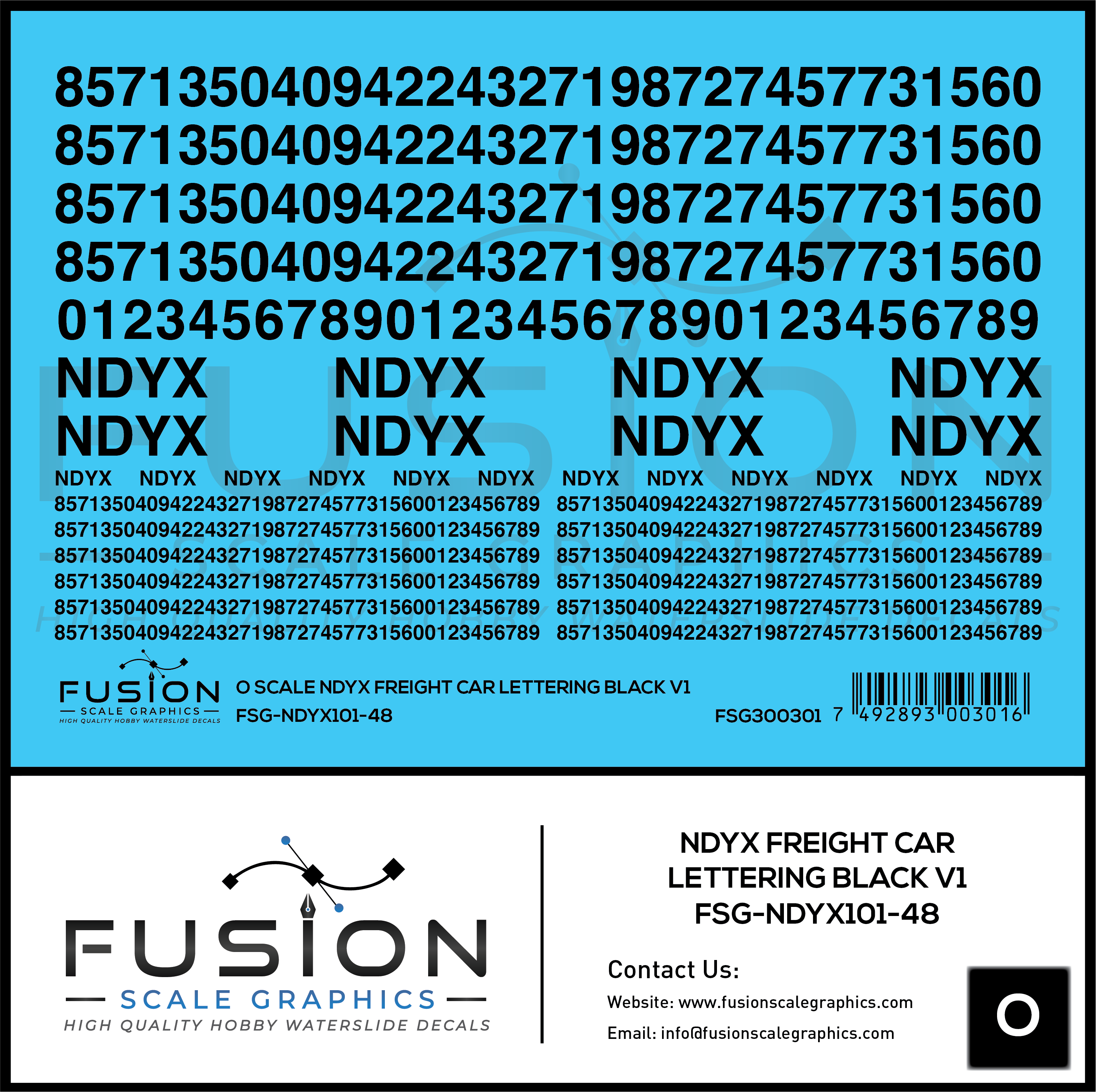 Train Freight Car Lettering O Scale NDYX Black Freight Car Lettering V1 Decal Set – Train Supply