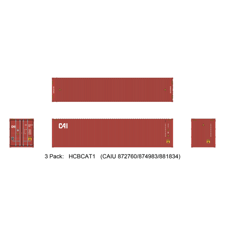 Aurora Miniatures HO 40ft Containers 3 Pack CAI (CAIU 872760/874983/881834) - Train Supply