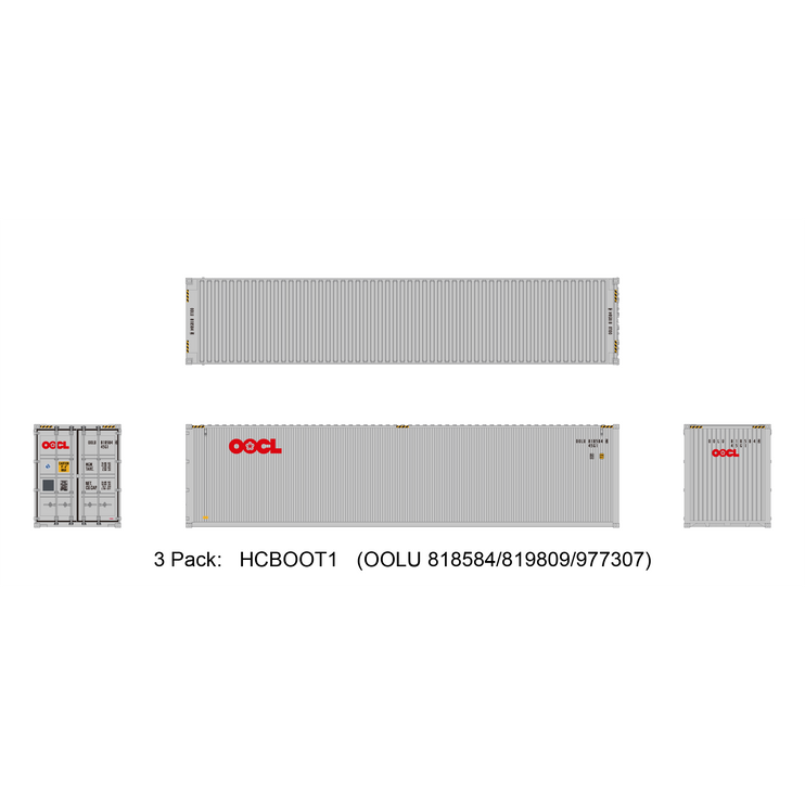 Aurora Miniatures HO 40ft Containers 3 Pack OOCL (OOLU 818584/819809/977307) - Train Supply