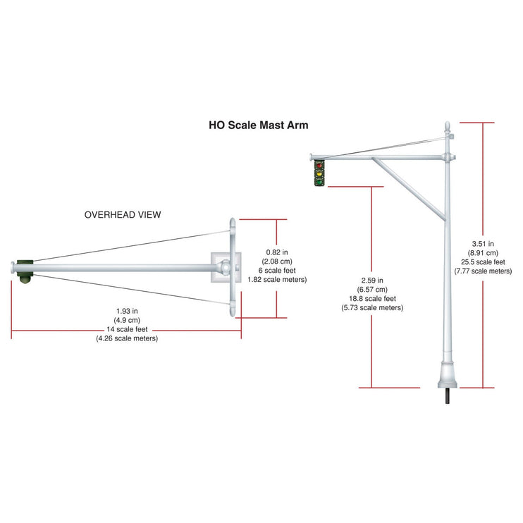 Woodland Scenics HO Scale Mast Arm Traffic Lights