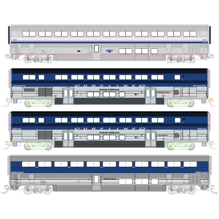 Kato N Scale Amtrak Pacific Surfliner 4-Car Add-On Set