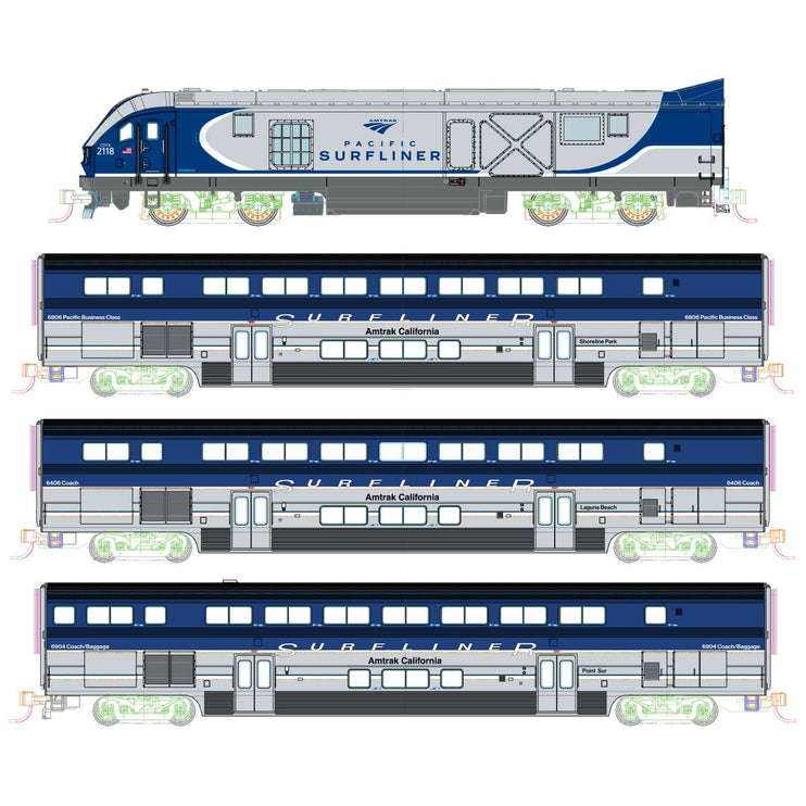 Kato N Scale Amtrak Pacific Surfliner SC-44 Diesel 4-Unit Base Set