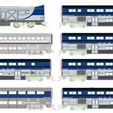 Kato N Scale Amtrak Pacific Surfliner SC-44 Diesel 8-Unit Base Set