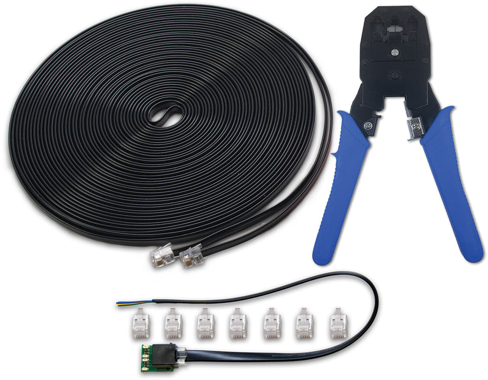 Digitrax LocoNet Cable Maker Kit 50' Loconet Cable, Crimper Tool, LT1 Tester, 20 RJ12 Plugs