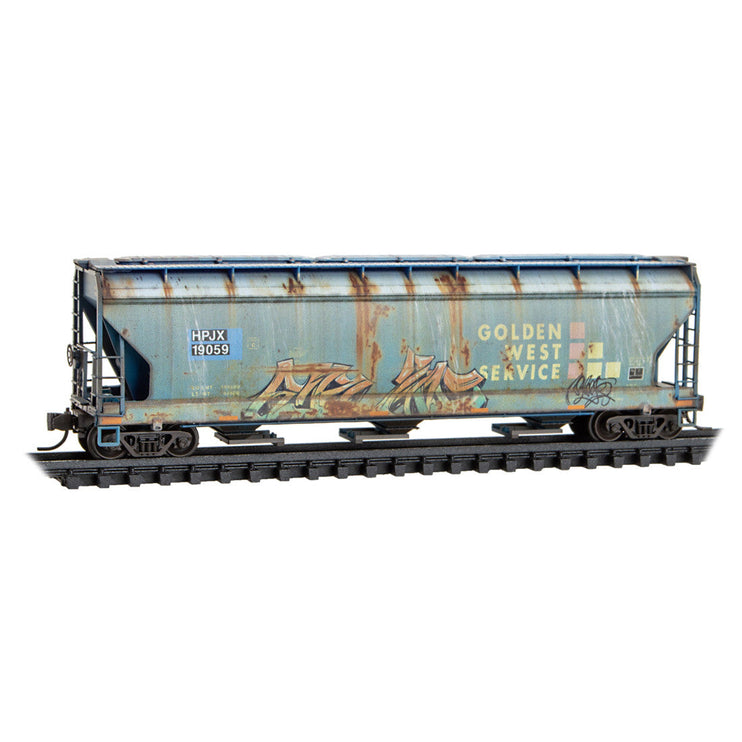 Micro Trains N Scale Helm Leasing/ex-GWS 3-Bay Covered Hopper w/ Elongated Hatches  RD# HPJX 19059