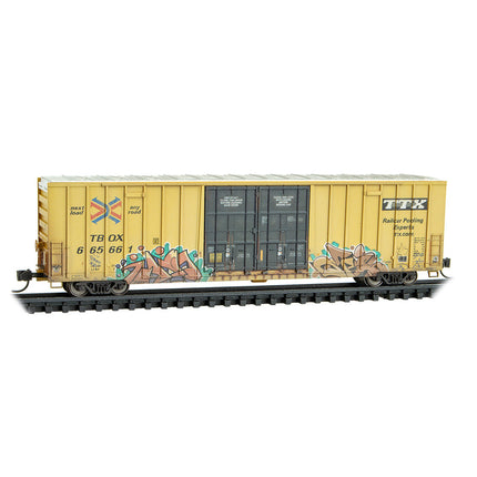 Micro Trains N Scale TTX 60' Rib Side Double-Plug Door High Cube Boxcar w/ modified door detail RD# 665661