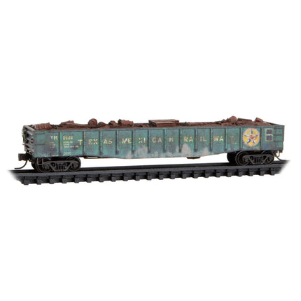 Micro Trains N Scale Texas Mexican  50' Steel Side 14 Panel Fixed End Gondola Fishbelly Sides RD# TM 2009