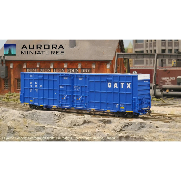 Aurora Miniatures HO Scale BKTY GATX Blue Greenbrier 7550 cf 60' Plate F Boxcar 1st Run 157600