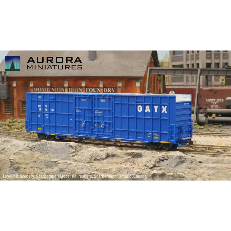 Aurora Miniatures HO Scale BKTY GATX Blue Greenbrier 7550 cf 60' Plate F Boxcar 1st Run 157637