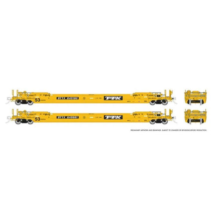 Rapido 401062 HO TTX As Delivered Gunderson 53ft Husky Stack Well Car 6-Pack