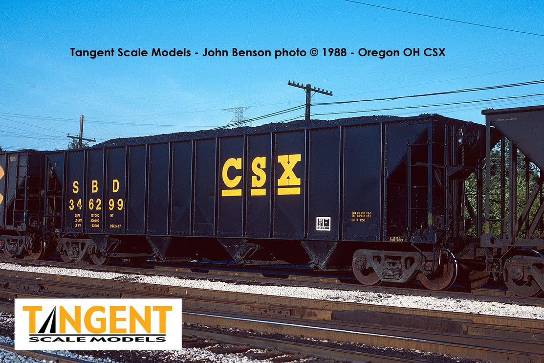 Tangent HO Scale SBD / CSXT Black Repaint 1987+ Bethlehem Steel 3350 CuFt Quad Coal Hopper 